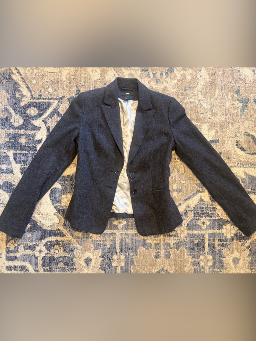 H&M Women's Navy Blue Heather Tailored Blazer